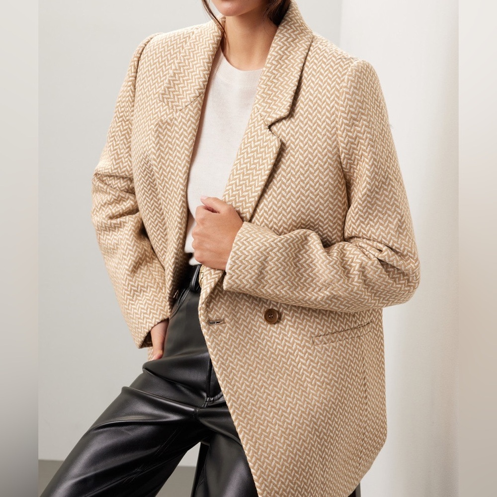 Anine Bing Beige Patterned Blazer